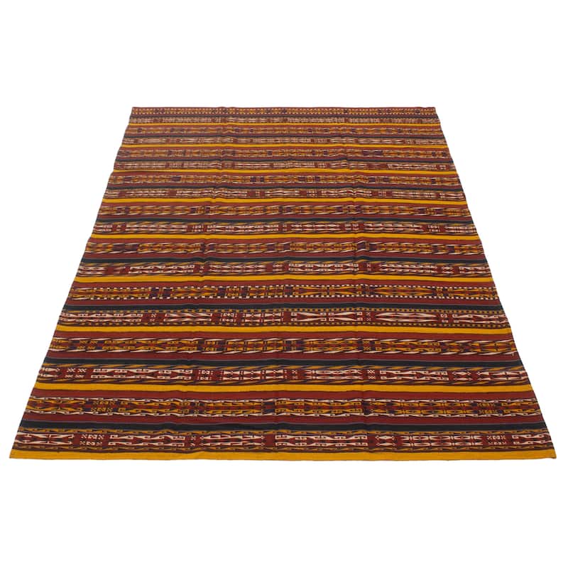 ECARPETGALLERY Flat-Weave Boho Red Wool Kilim - 6'7 x 10'2
