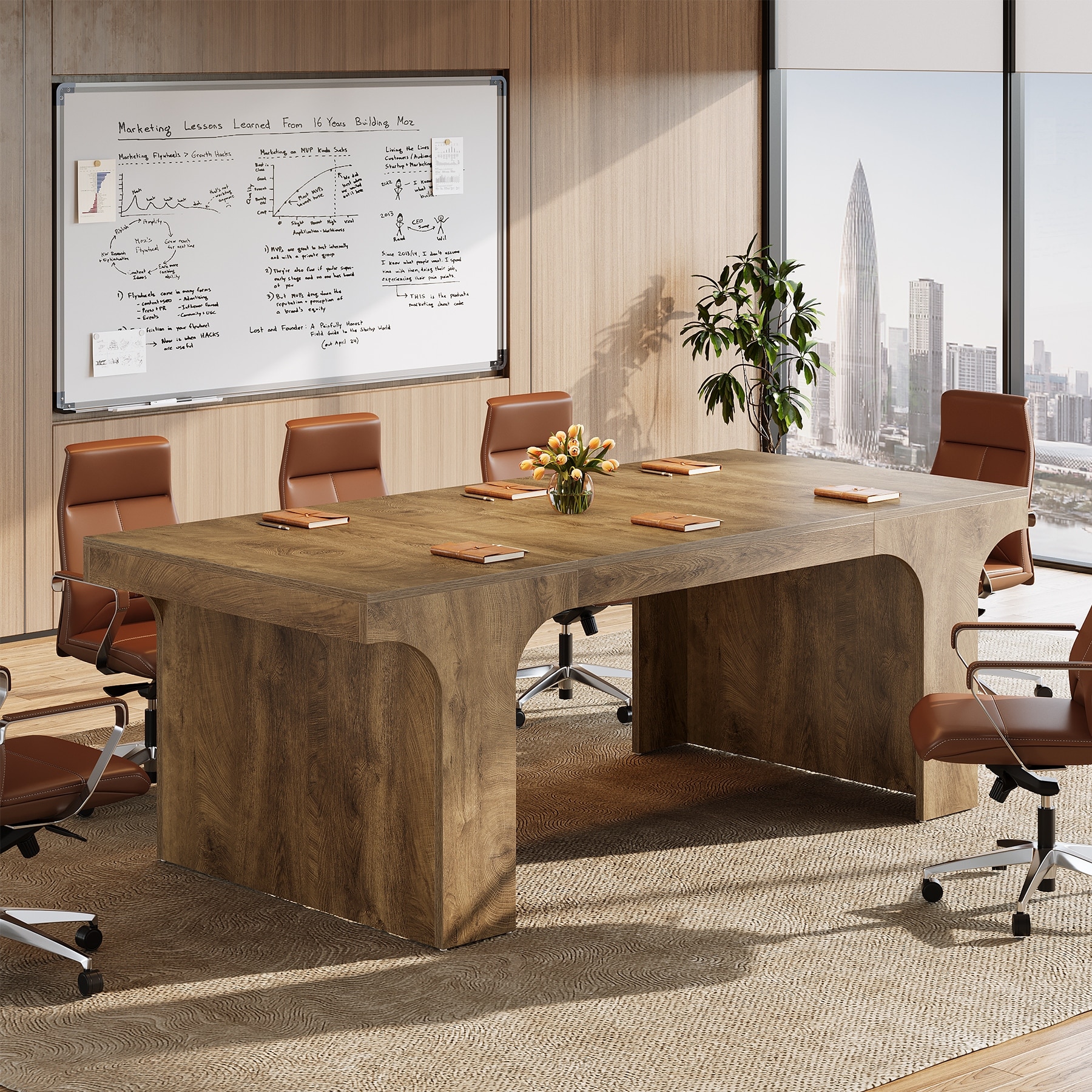 70.87" Executive Conference Table, Large Office Meeting Table, Simple Computer Writing Desk Workstation