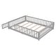 preview thumbnail 34 of 34, Queen size Floor Platform Bed with Fence Guardrails and Door