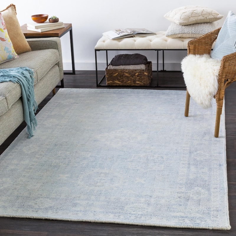 Livabliss Oregon Handmade Medallion Wool Area Rug - Denim - 5' x 7' 6"