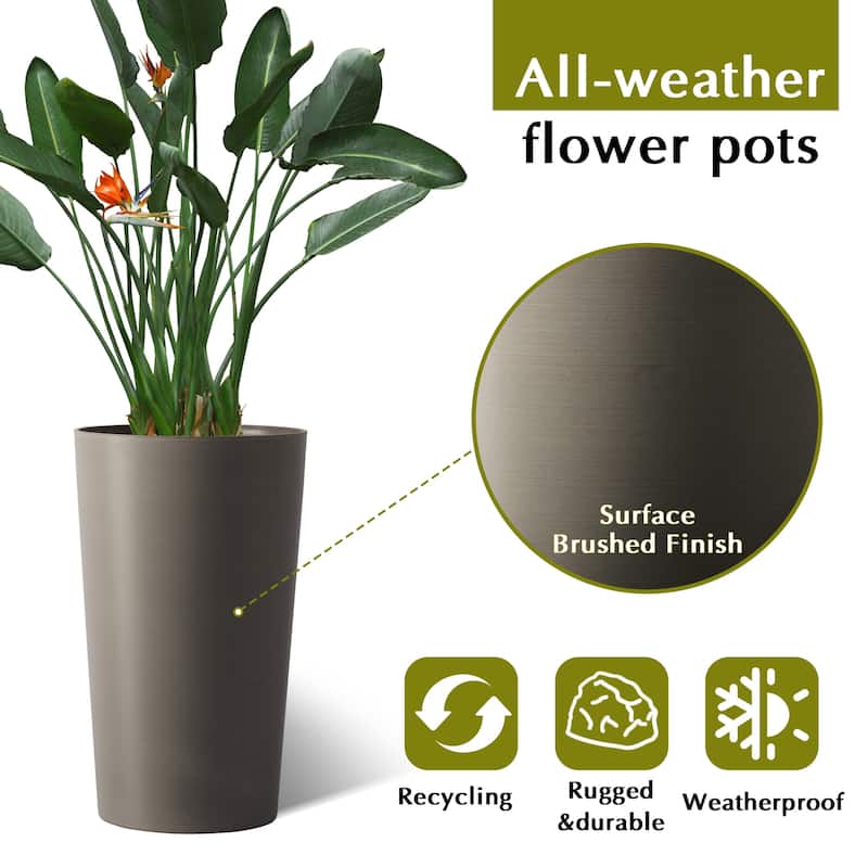 2 Pack Tall 21.7 in Planters for Outdoor Plants, Modern Tall Square Planter Box, Indoor Outdoor Porch Patio Flower Pot