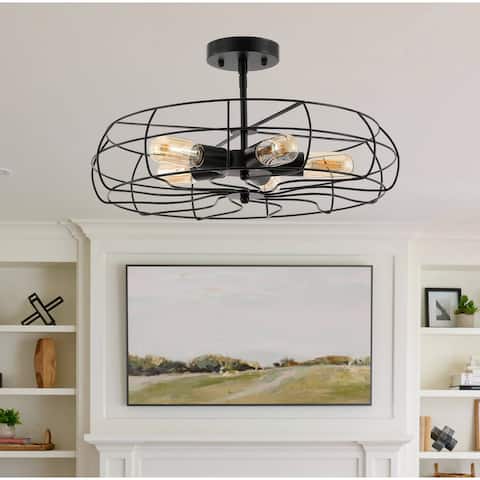 Blade Caged Semi Flush Mount Ceiling Light