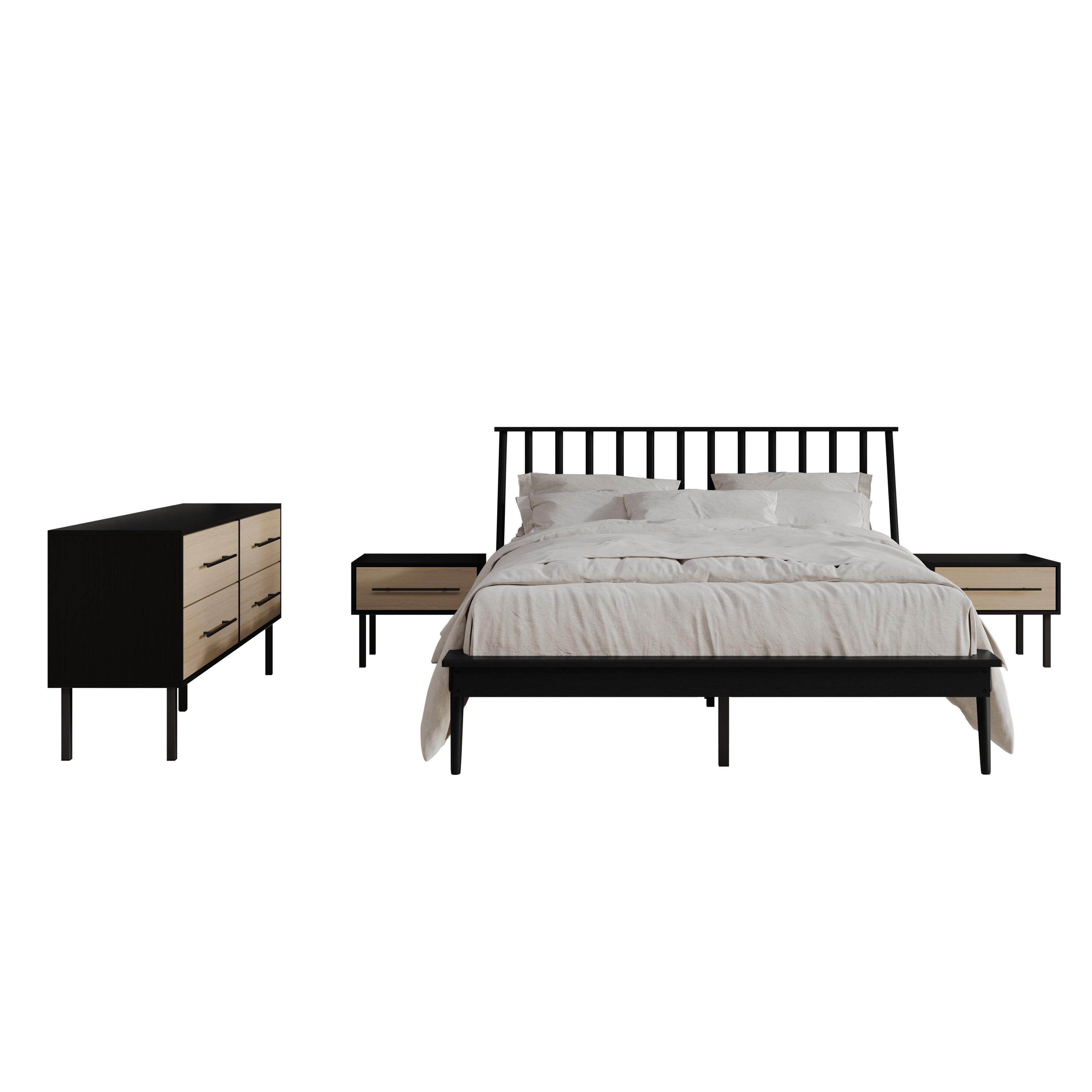 CraftPorch Vintage 4-pieces Wooden Bedroom Set