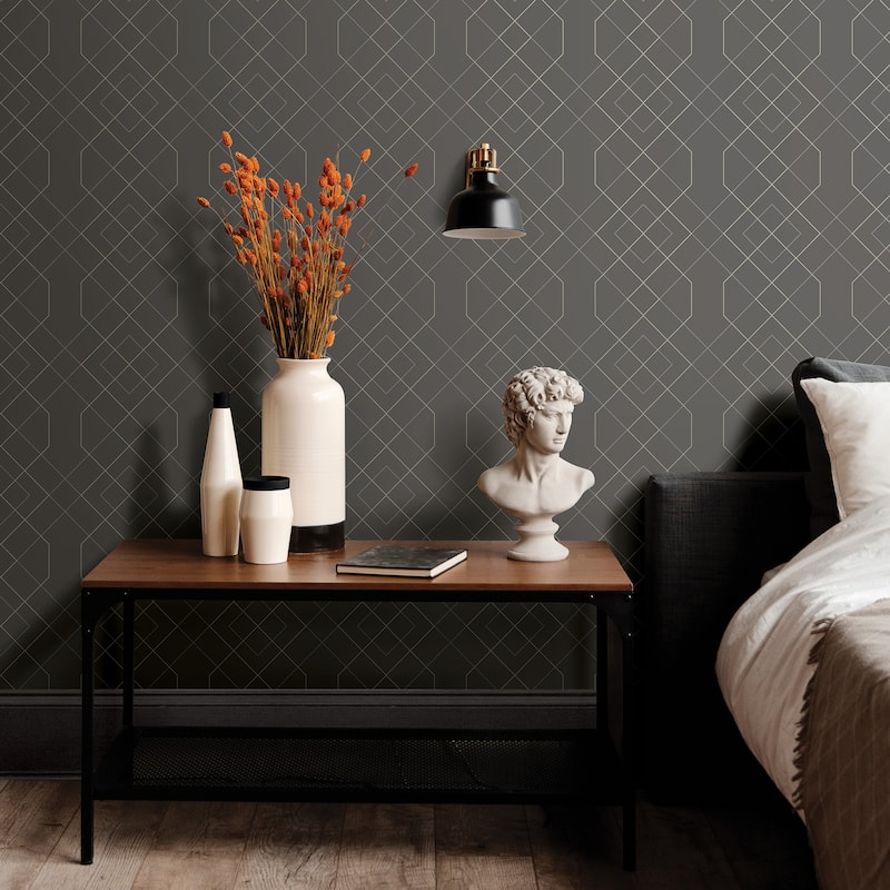 Scott Living Ballard Grey Geometric Wallpaper
