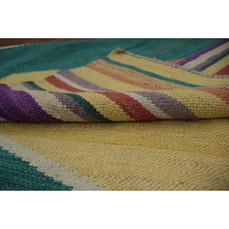 Hand Woven Oriental 100% Wool Carpet Southwestern Tribal Multi-Colored Kilim Area Rug - 10' 1'' X 8' 3''
