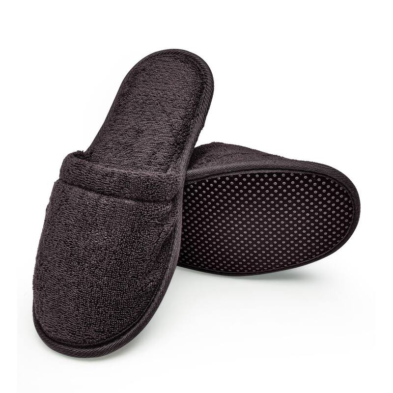 Men's Terry Cotton Bath Slippers - Charcoal - Large
