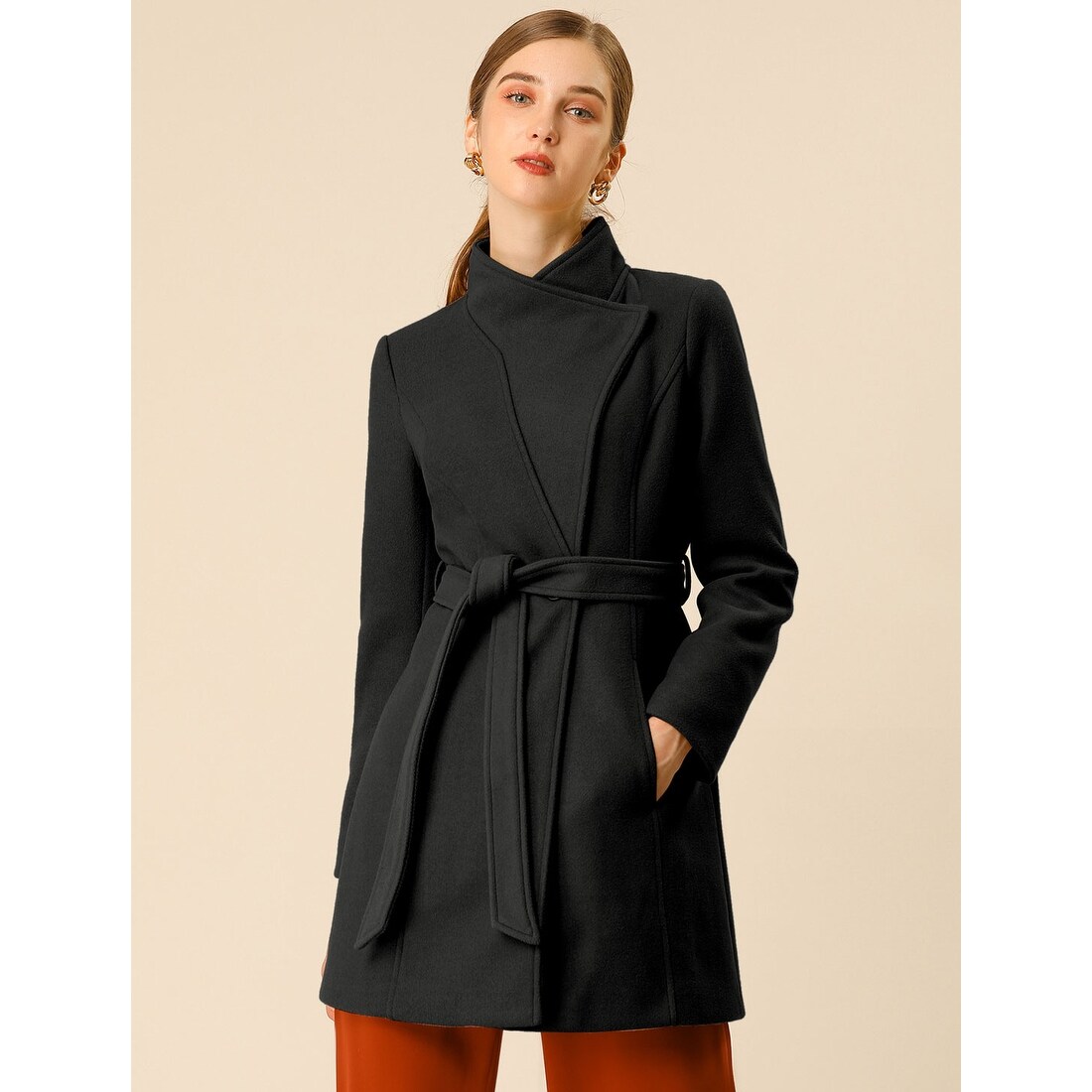 high neck wrap coat