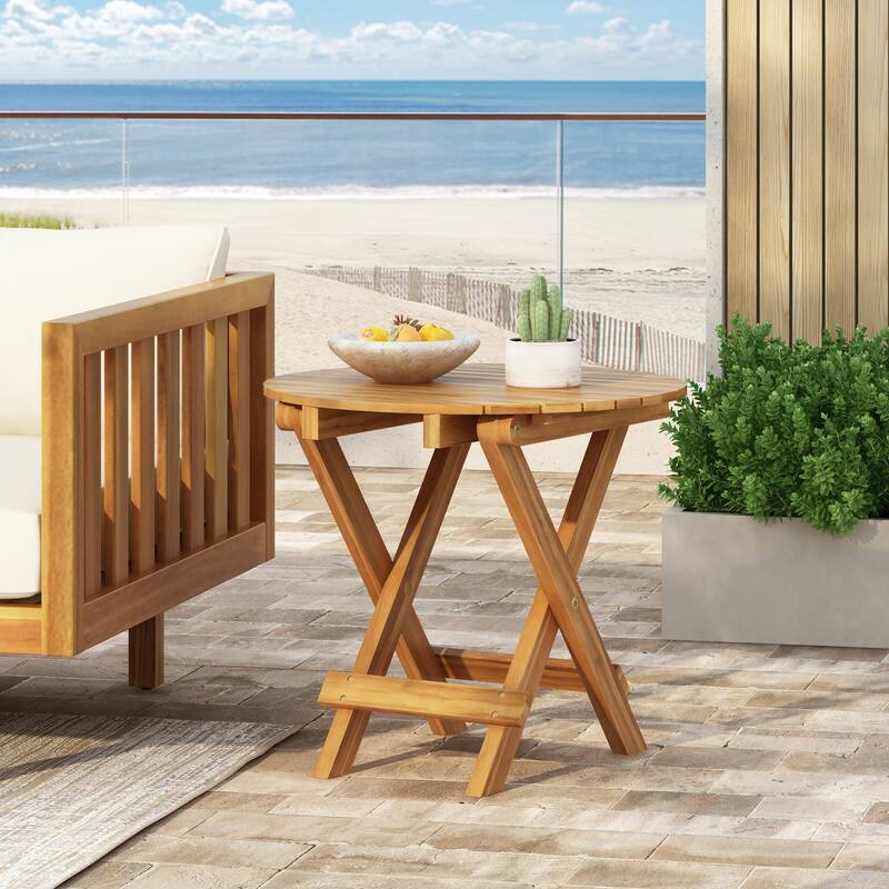 Foldable And Adjustable Outdoor Acacia Wood Side Table