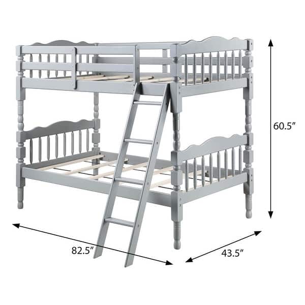 Classic Rectangular Design Twin over Twin Bunk Bed-Blue
