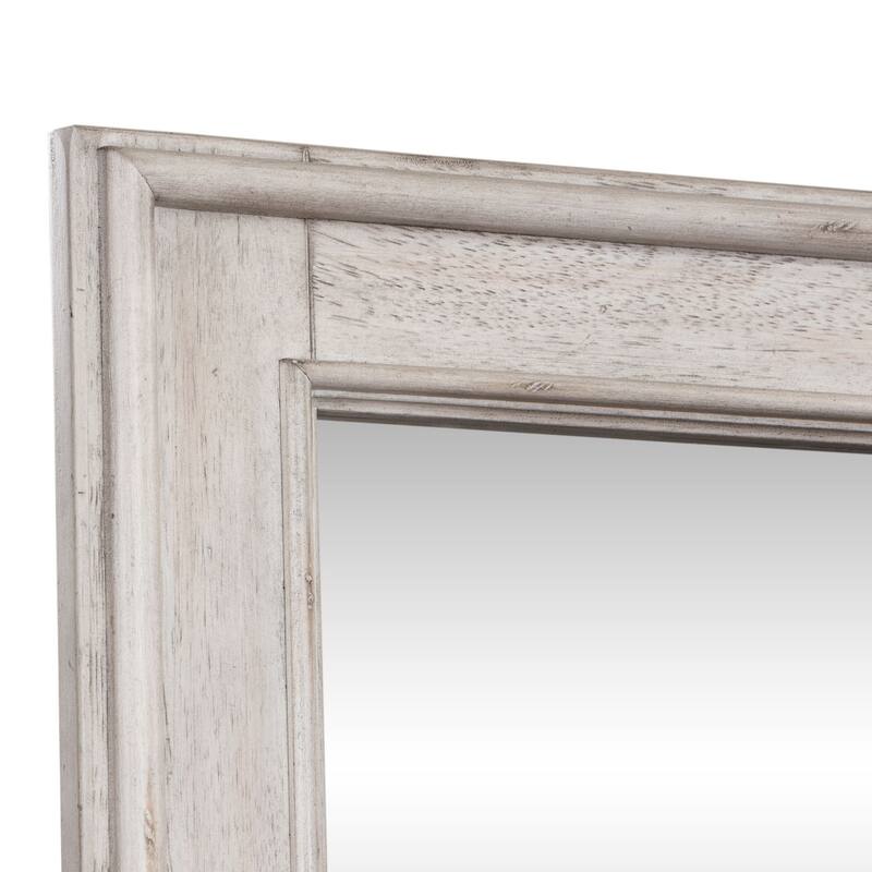 Heartland Antique White Framed Mirror for Bedroom Square 38 x 38 Inches - White/Oak