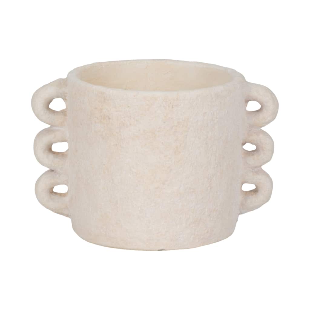 Pottery and Cement Planter Multi-Loop Handle Design Contemporary