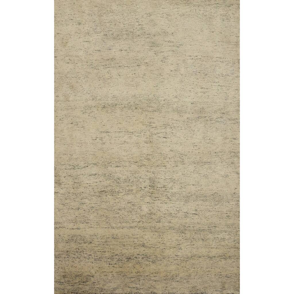 Hand Knotted Oriental 100% Wool Carpet Modern Modern Beige & Ivories Gabbeh Area Rug - 7' 11'' X 5' 8''