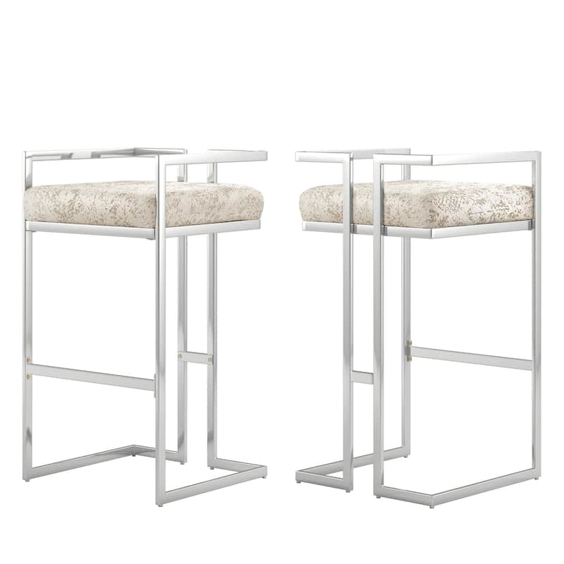 Tanner Velvet Upholstered Chrome Finish Metal Barstool (Set of 2) by iNSPIRE Q Bold