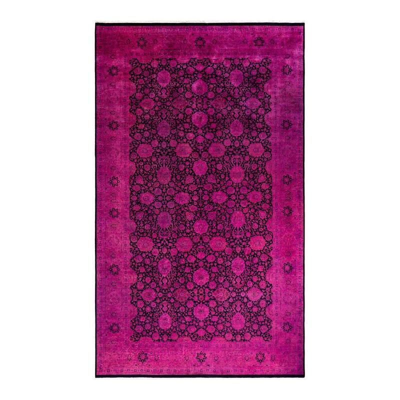 Overton Hand Knotted Wool Vintage Inspired Modern Contemporary Overdyed Pink Area Rug - 8' 1" x 13' 10"