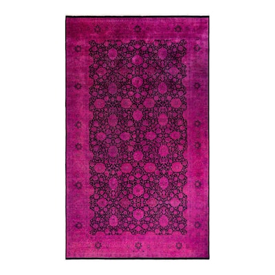 Overton Hand Knotted Wool Vintage Inspired Modern Contemporary Overdyed Pink Area Rug - 8' 1" x 13' 10"