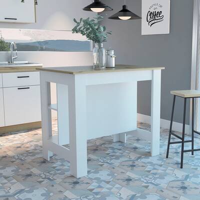 Boahaus Le Havre Kitchen Island (White - Brown)