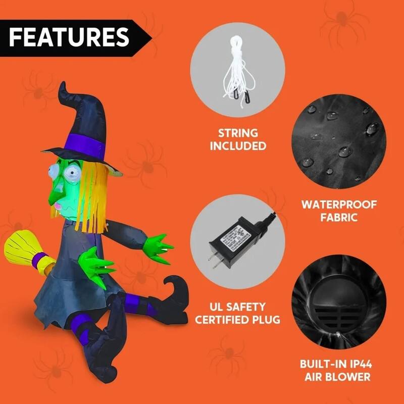 Joyfy 4 FT Inflatable Crashing Witch on a Tree Decoration