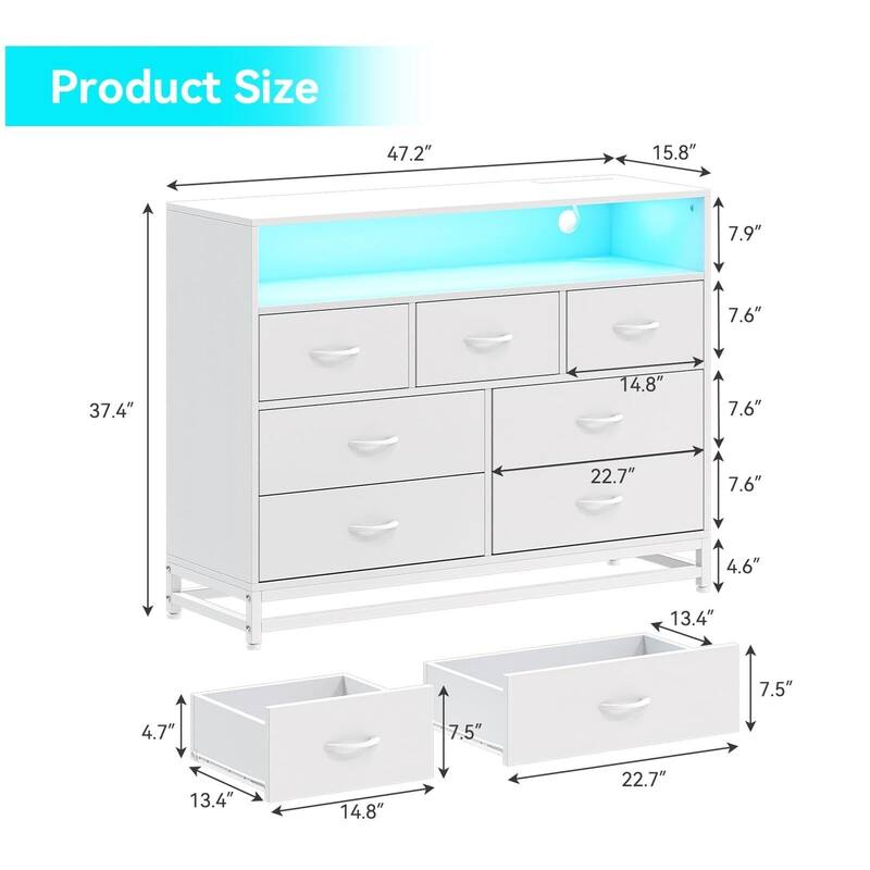 Modern White 7-Drawer Dresser