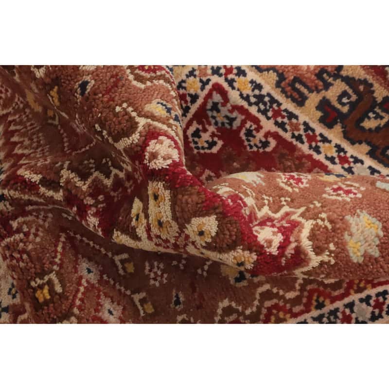 Hand-knotted Traditional Wool Orange Geometric Area Rug Oriental Carpet - 8' 3'' X 2' 7''