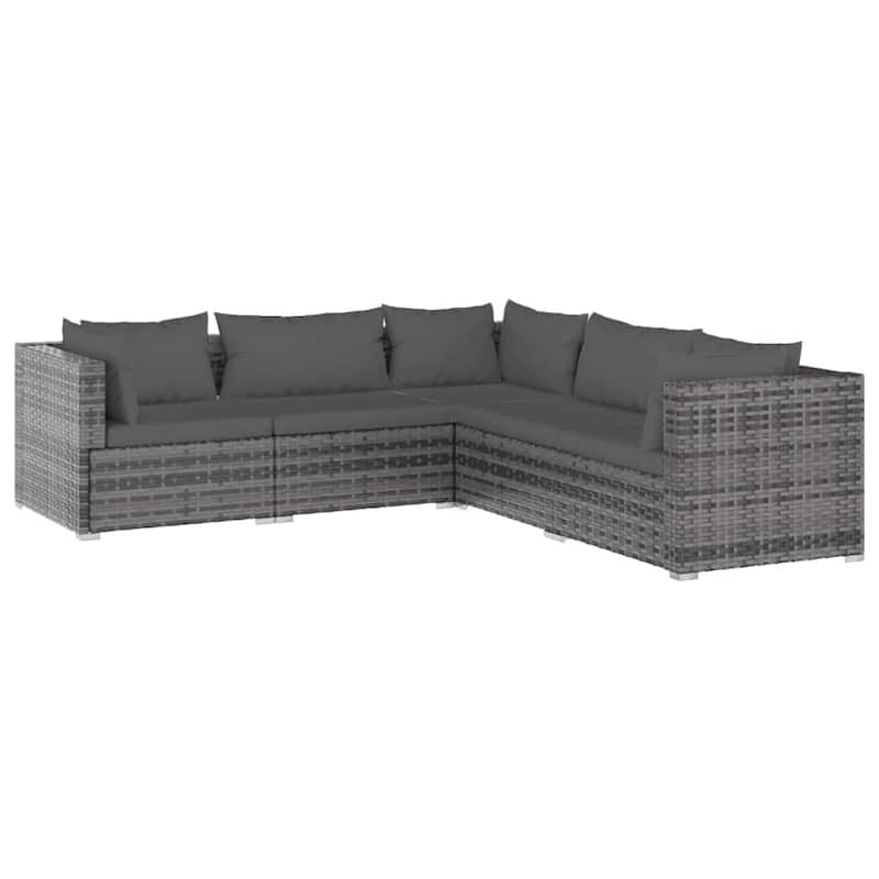 vidaXL Patio Lounge Set Outdoor Sectional Sofa Set Table Garden Poly Rattan