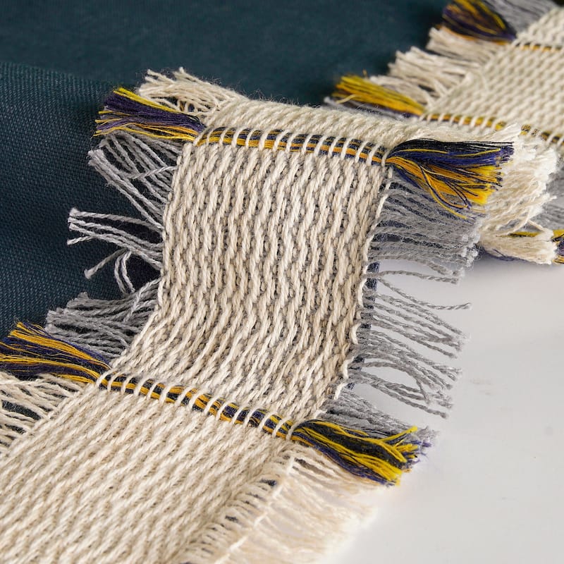 Exclusive Fabrics Bordered Textured Cotton Curtains For Bedroom & Living Room Curtains - Single Panel Drapes