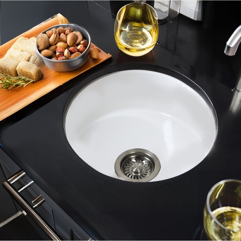 コンパクトシンク、ポー Petite Fireclay Island-Prep or Bar Sink - 9.25 x 18.25 x8.75