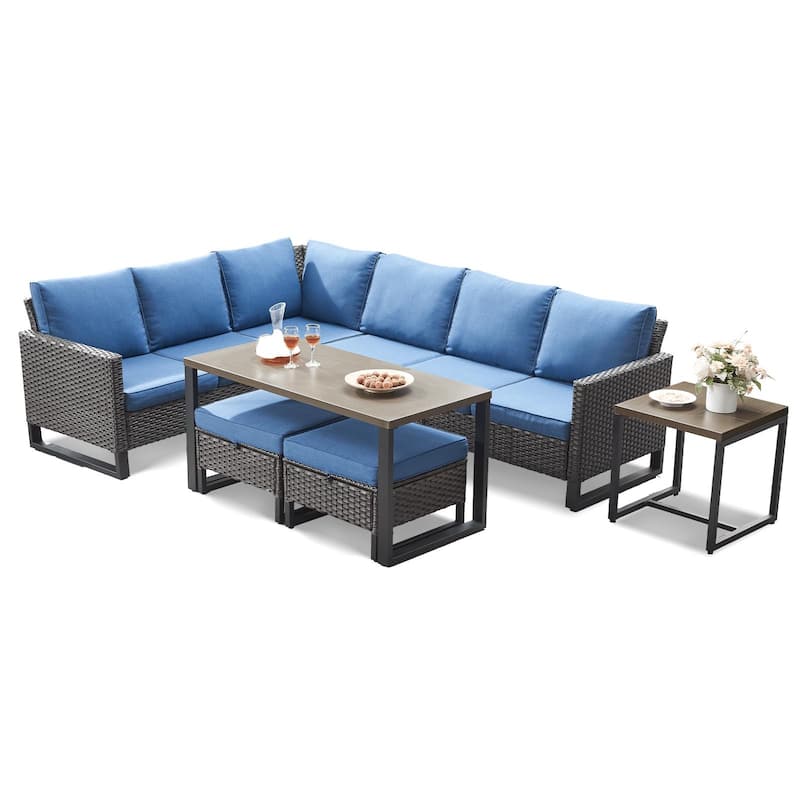 PE Rattan Sectional Sofa, High Back Outdoor Furniture Set