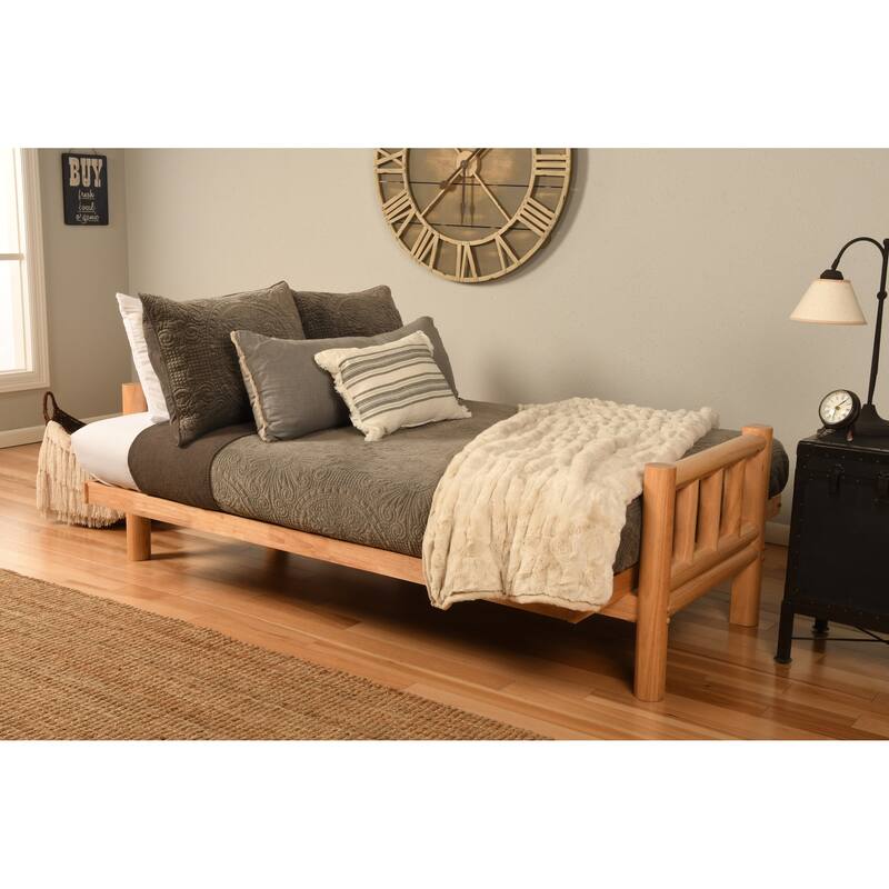 Somette Lodge Futon Set in Natural Finish with Suede Mattress