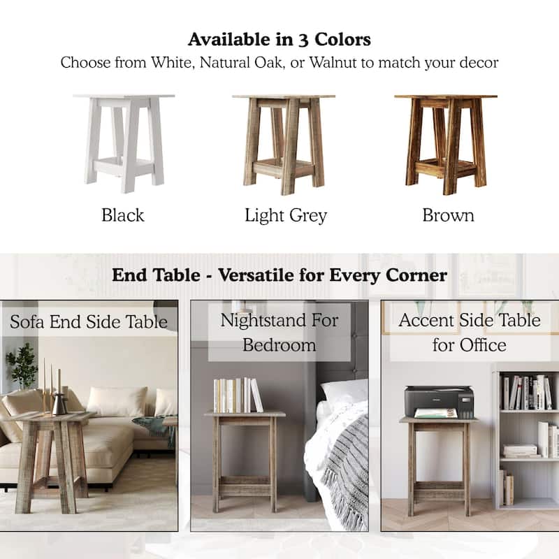 CraftPorch Rustic 2-Pieces End Tables with Coffee Table