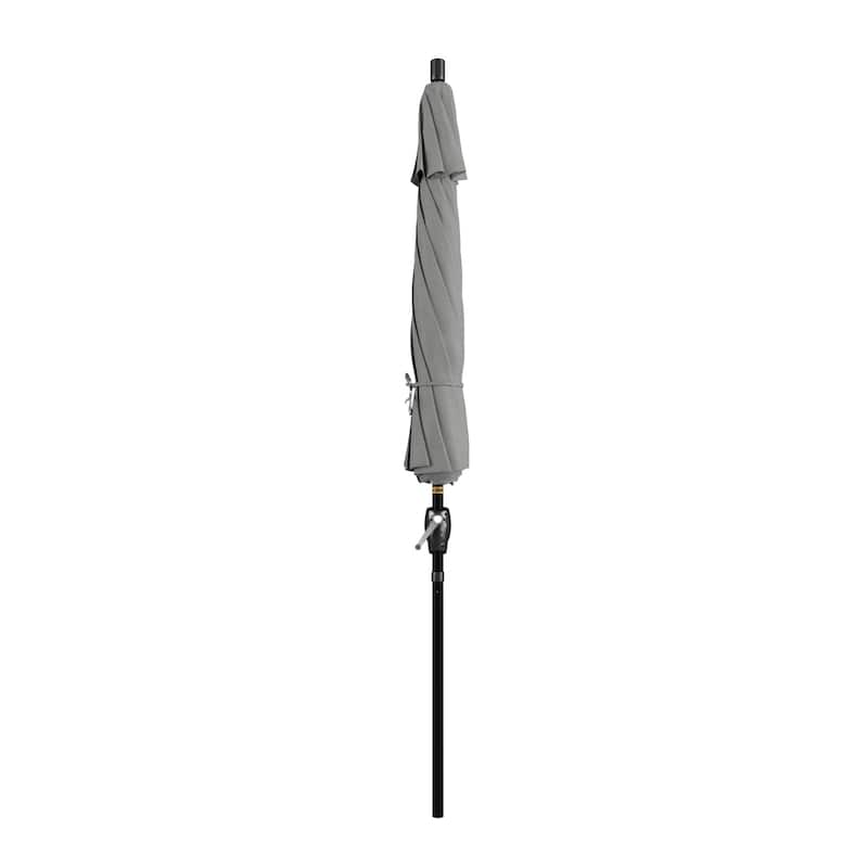 California Umbrella 9-foot Round Crank Lift, Push ButtonTilt, Black Frame Finish, Aluminum Patio Umbrella with Sunbrella Fabric