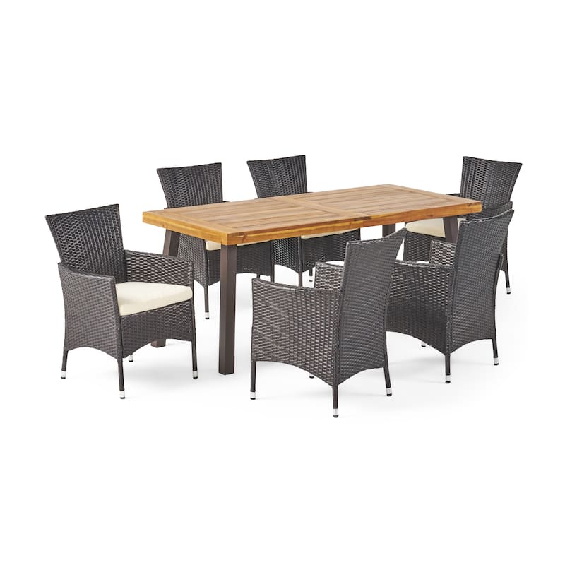Tustin Outdoor 7-piece Wood/ Wicker Dining Set by Christopher Knight Home