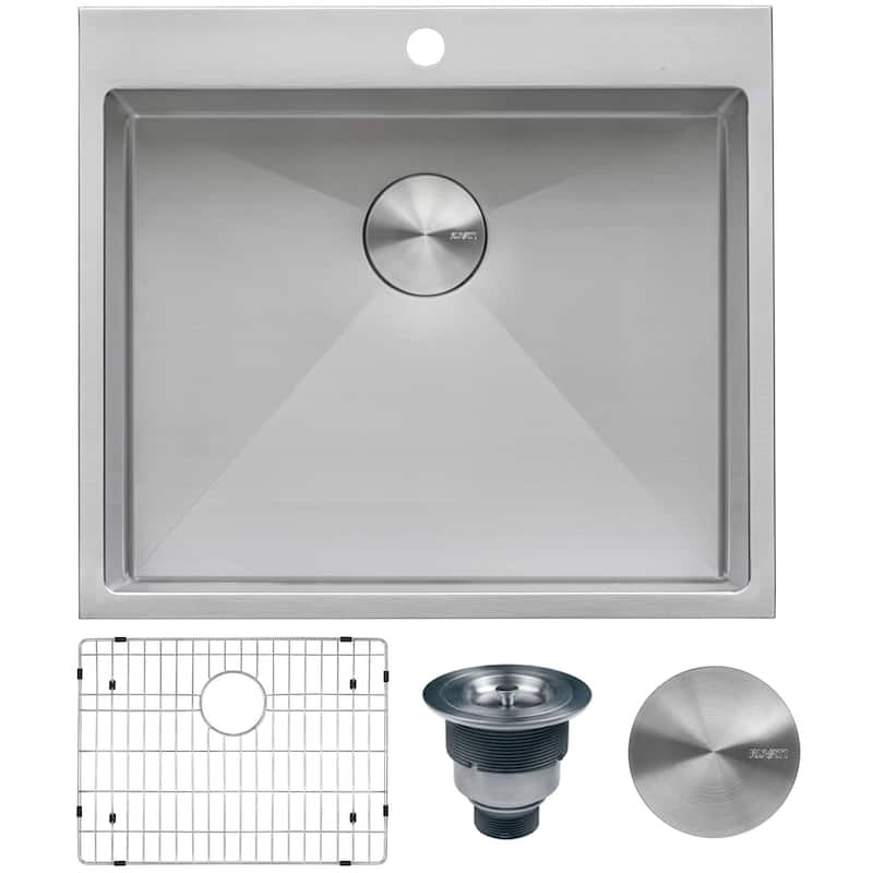 Ruvati Topmount Laundry Utility Sink 25" x 22" x 12" Tight Radius Deep 16 Gauge Stainless Steel - RVU6015
