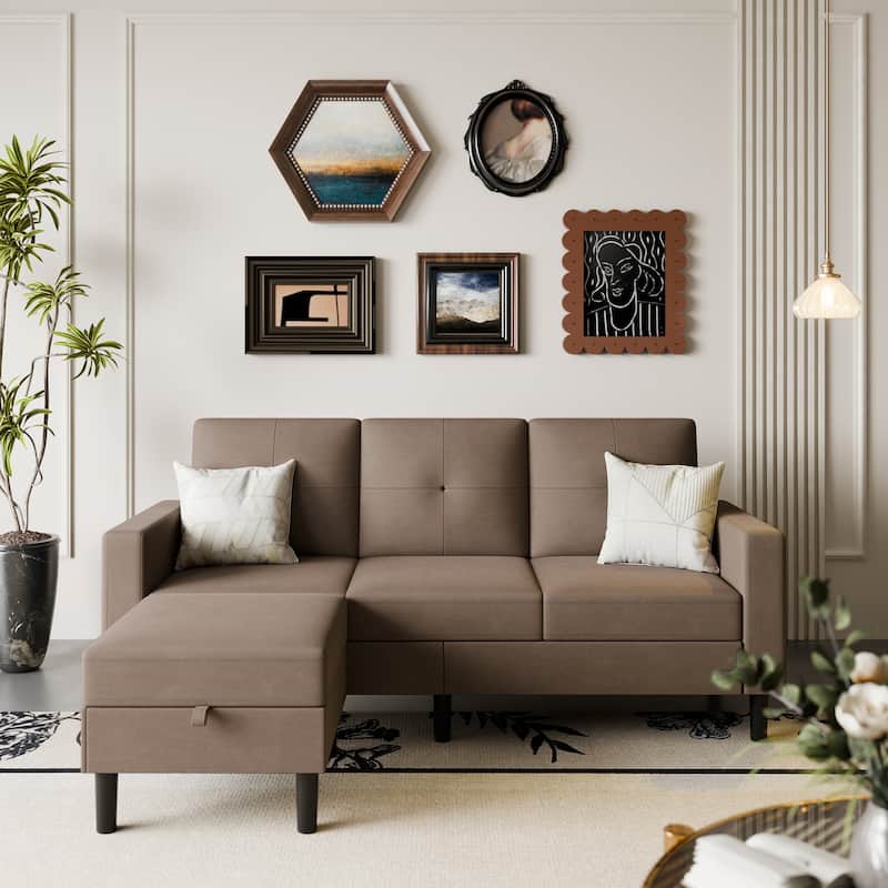 Futzca Convertible Sectional Sofa Couch - Brown