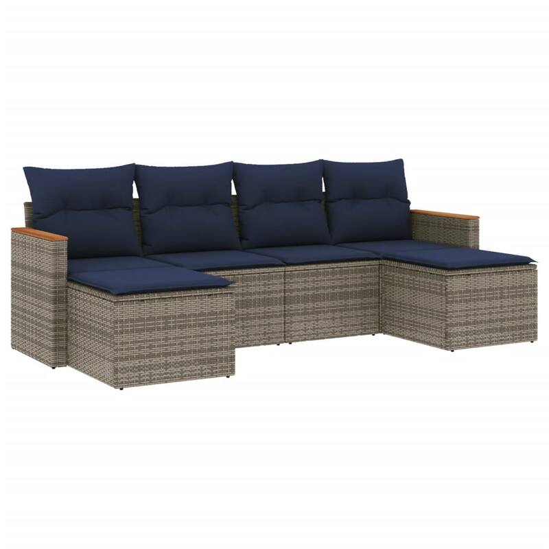 vidaXL Patio Sofa Set with Cushions Outdoor Conversation Furniture Poly Rattan - 21.7x 24.4x 27.2