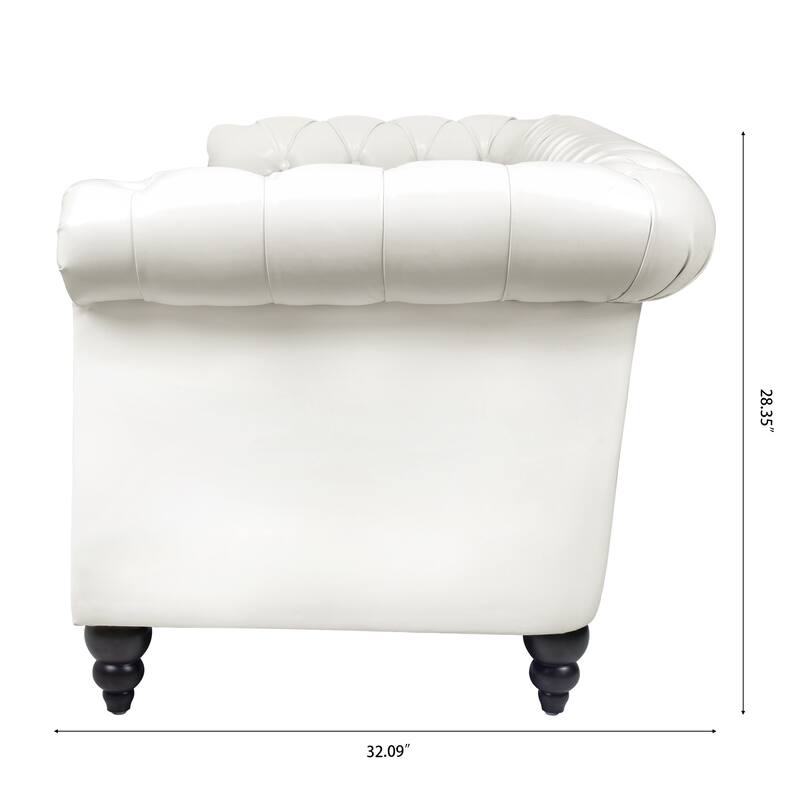 Elegant PU Leather Sofa with Birch Legs and Pocket Spring Support - 3-Seater