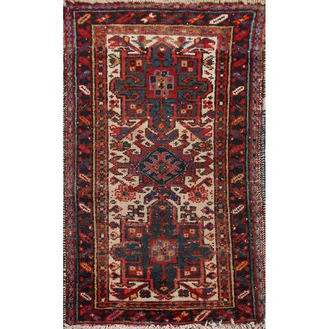 Vegetable Dye Gharajeh Antique Persian Rug Hand-Knotted Wool Carpet - 1'9" x 2'9"