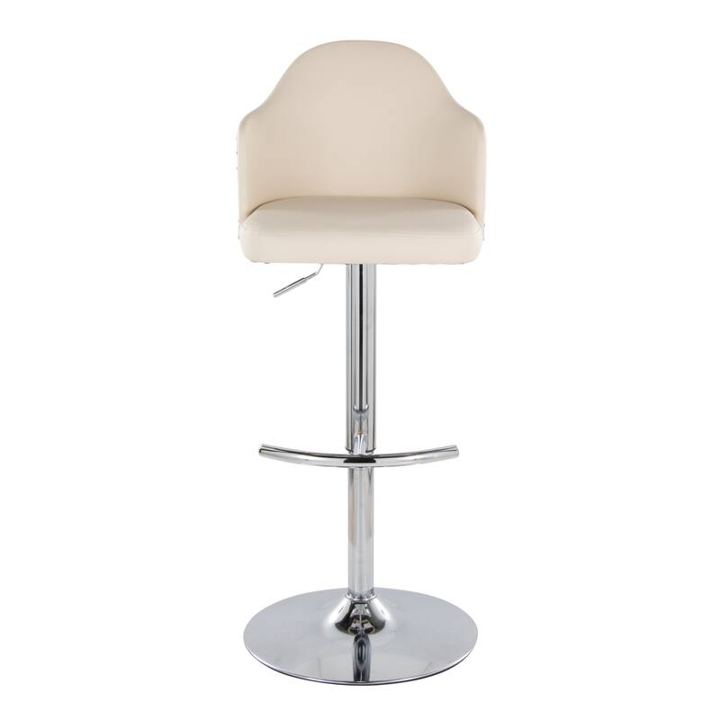 Carson Carrington Valsatra Adjustable Bar Stool with Natural Wood Back and Rounded T Footrest (Set of 2)