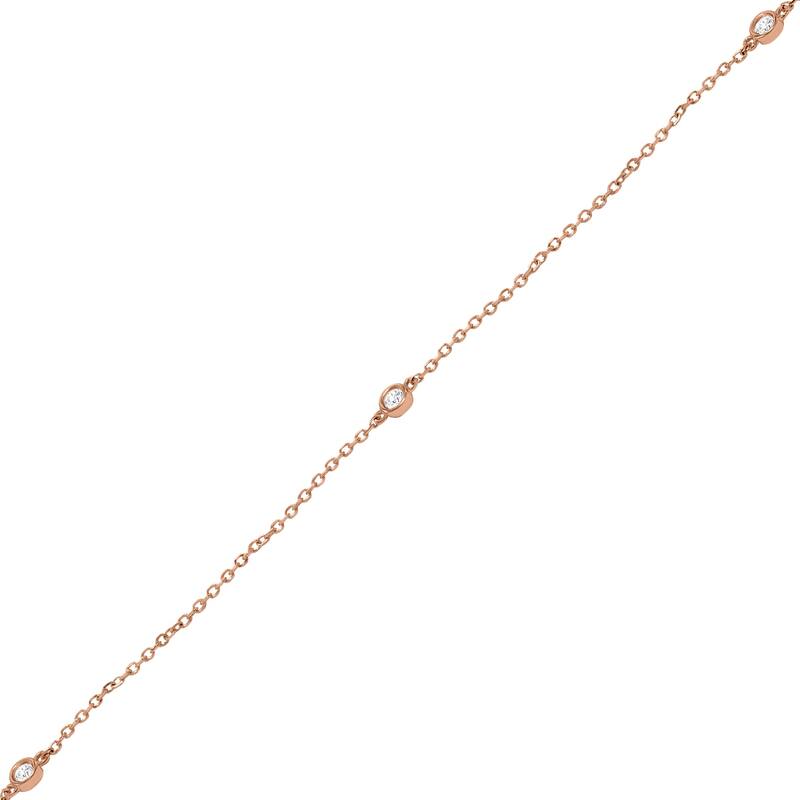Marquee 1/4 Carat TW Bezel Set Diamond Station Necklace in 14K Rose Gold