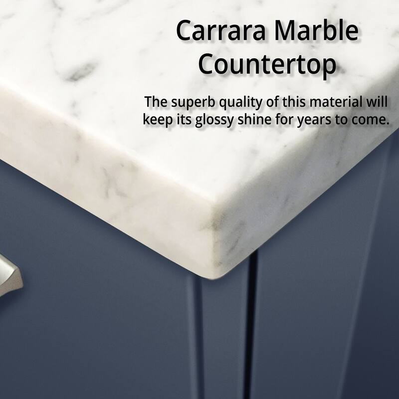 36" Bathroom Vanity with Marble Top, Stainless Steel Faucet, 36x32 Mirror Included, Scratch & Stain Resistant Surface