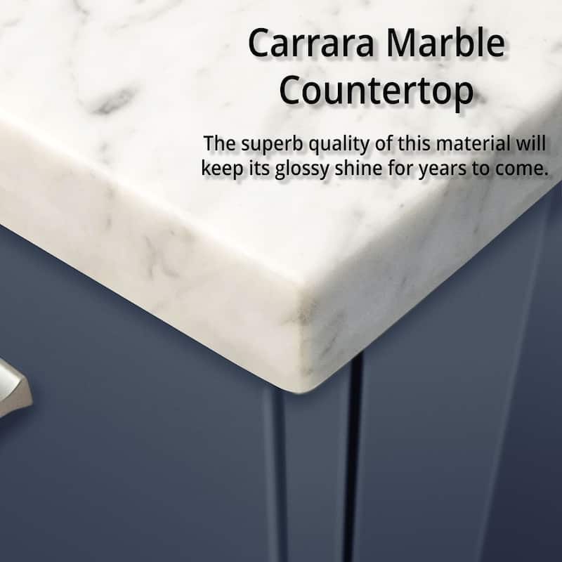 36-inch Bathroom Vanity with Marble Top, Soft Close Features,and Mirror -Scratch & Stain Resistant Countertop