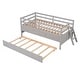 preview thumbnail 40 of 46, Functional Design Low Loft Bed with Safety Fence, Climbing ladder, Storage Drawers and Trundle Bed
