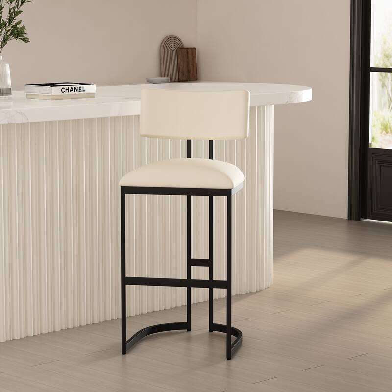 Manhattan Comfort Juno Metal Barstool - Ivory