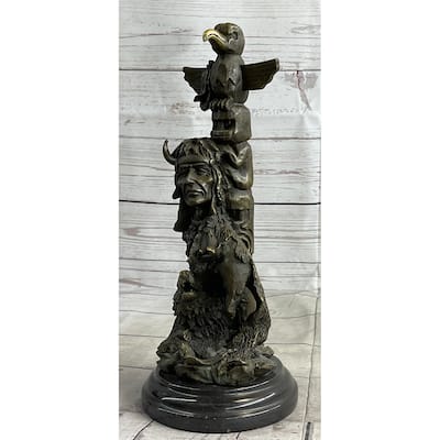 Native American Indian Totem Pole Bronze Sculpture Statue Original Art By Milo