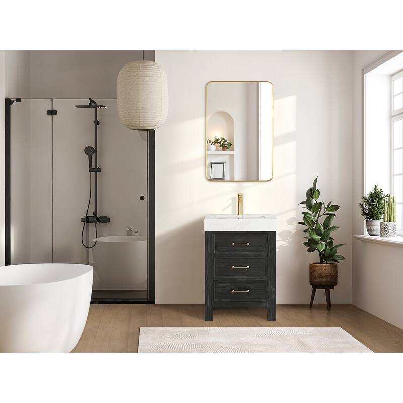 Leon 24 in. Single Bathroom Vanity with Composite Stone Top