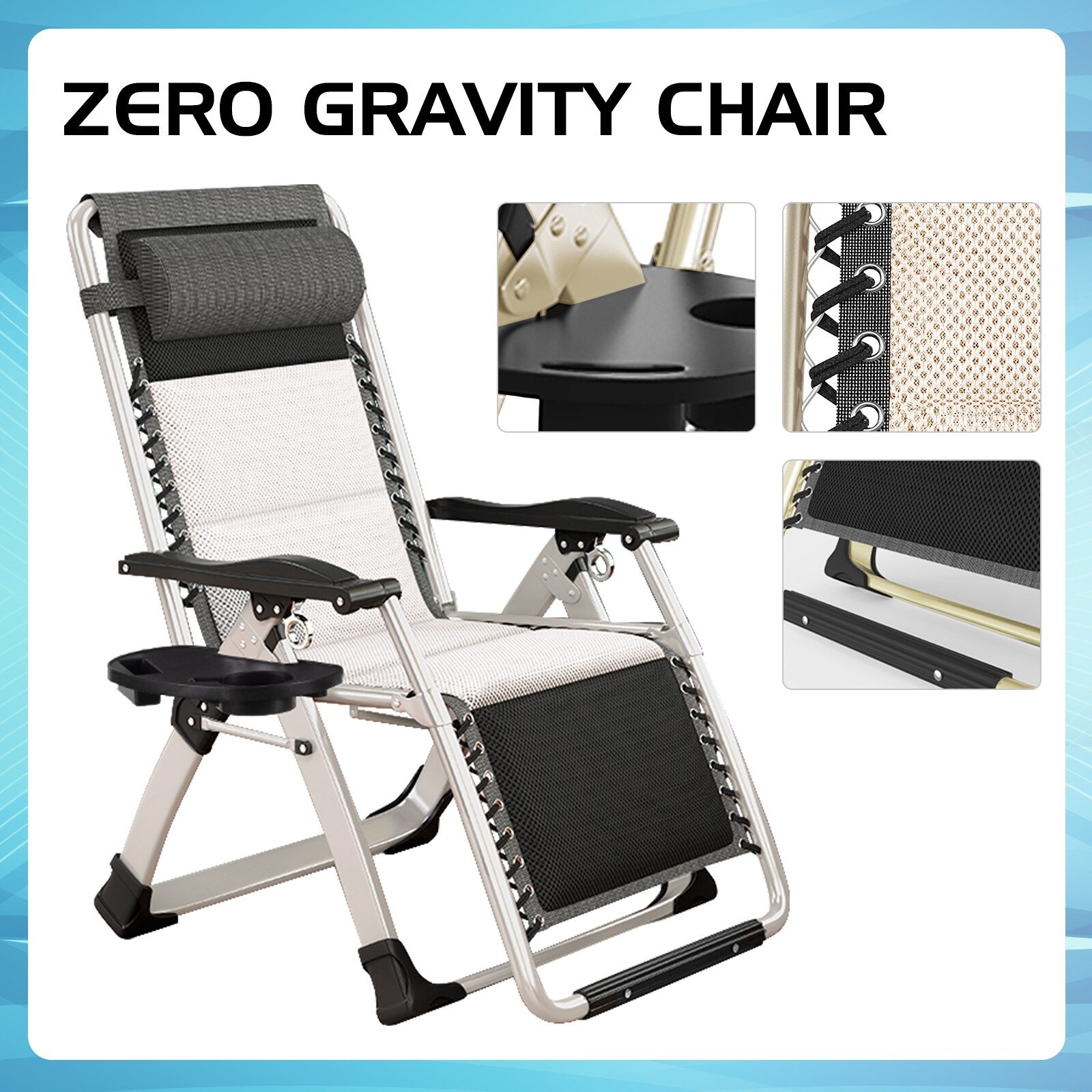 DoCred White Zero Gravity Chair Patio Lounge Chair with Cup Holder 26 L x 28 W x 45 H On Sale Bed Bath Beyond 39851525