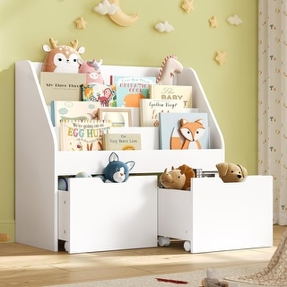 Toy Storage Organizer Kids Bookshelf 2 Drawers Book Display Kindergarten