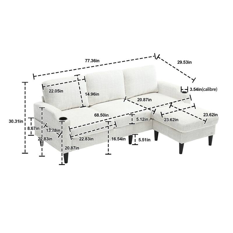 Modular Sleeper Sectional Sofa with Storage Ottoman