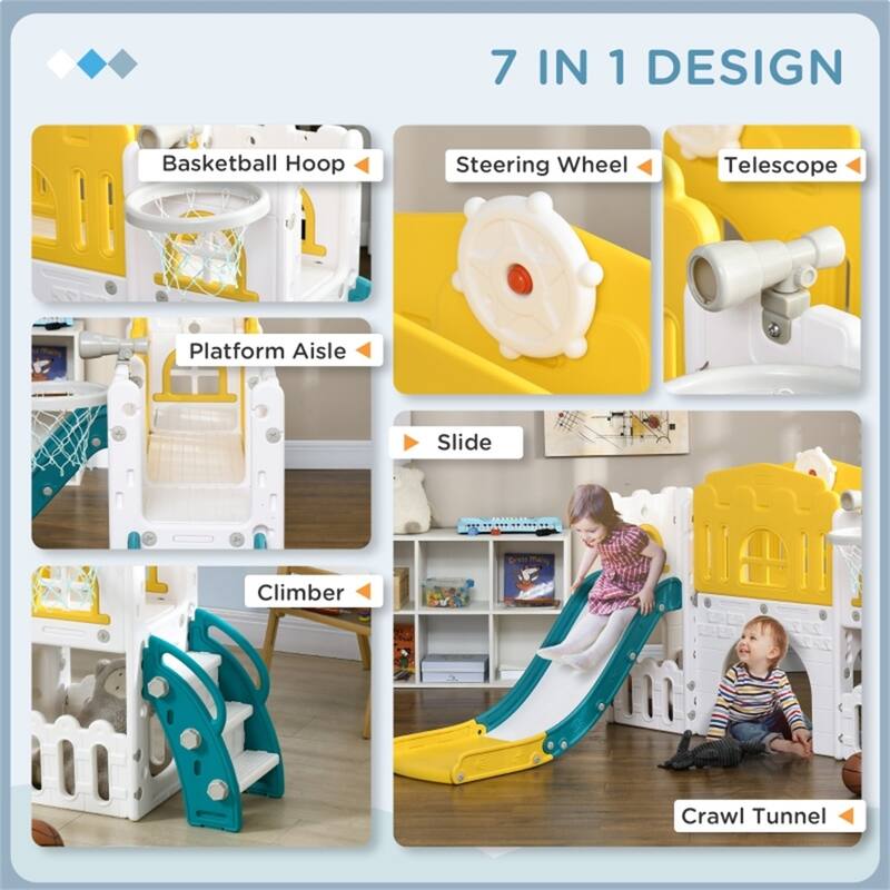 Wooden Toddler Swing Set With Slide 8-in-1 Play Outdoor - 70.1" L x 69.7" W x 39" H