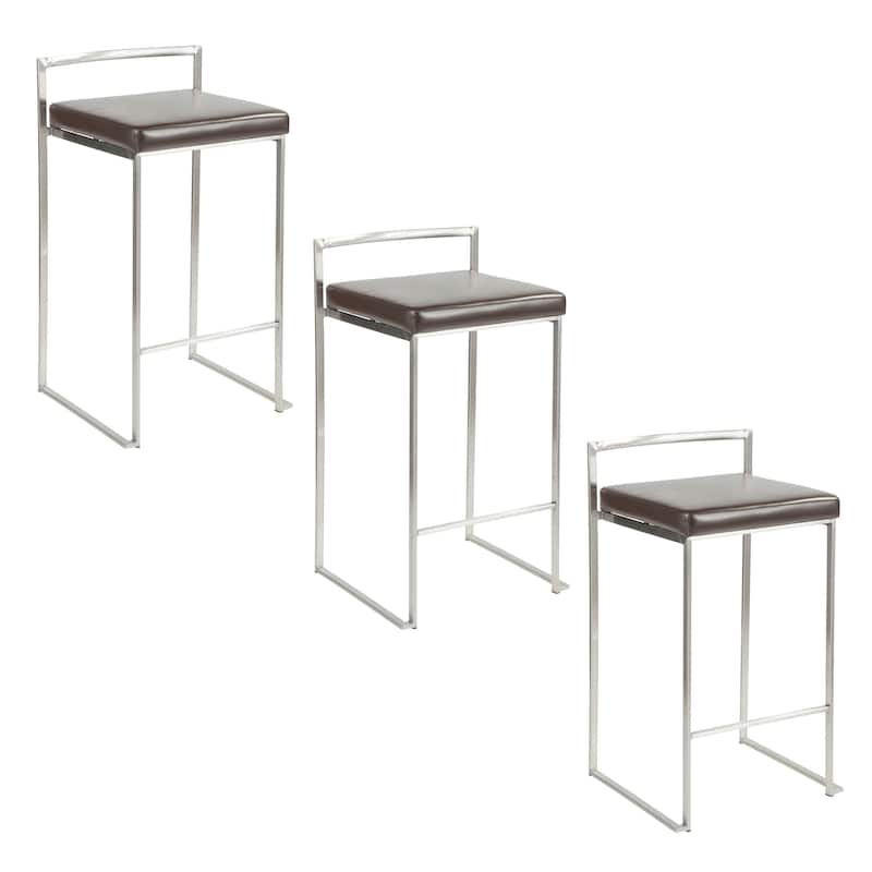 Silver Orchid Forrest Stainless Steel Stackable Fully Welded Counter Stool (Set of 3)