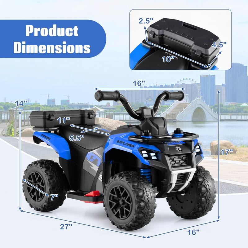 Gymax 6V Kids Ride On ATV w/ Music & Spray Function USB Port Storage